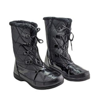 Totes Black Lace-up Waterproof Boots